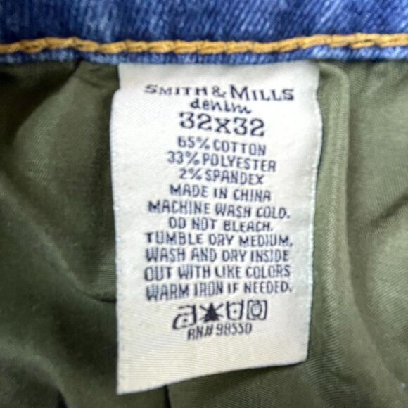 Smith & Mills Jeans Men 32 Blue Denim 5 Pockets Straight Stretch Workwear - Picture 10 of 12